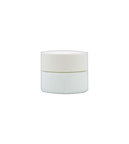 opaalglas testerpotje met witte deksel
